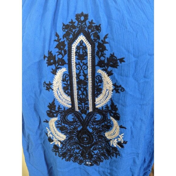 Ocean Tropics Swim Cover Up Womens Size L Blue Embroidered Vacation Cruise Beach - Picture 2 of 7